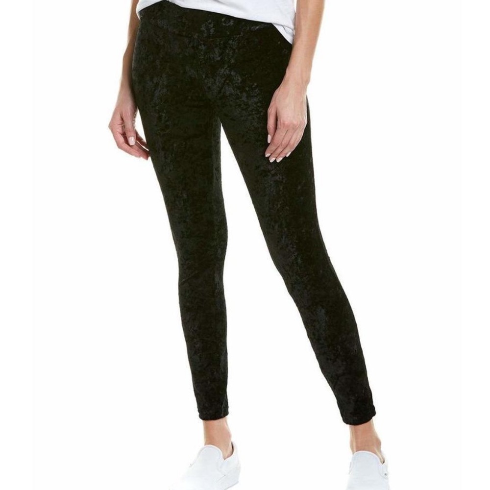 HUE crushed velvet leggings M black